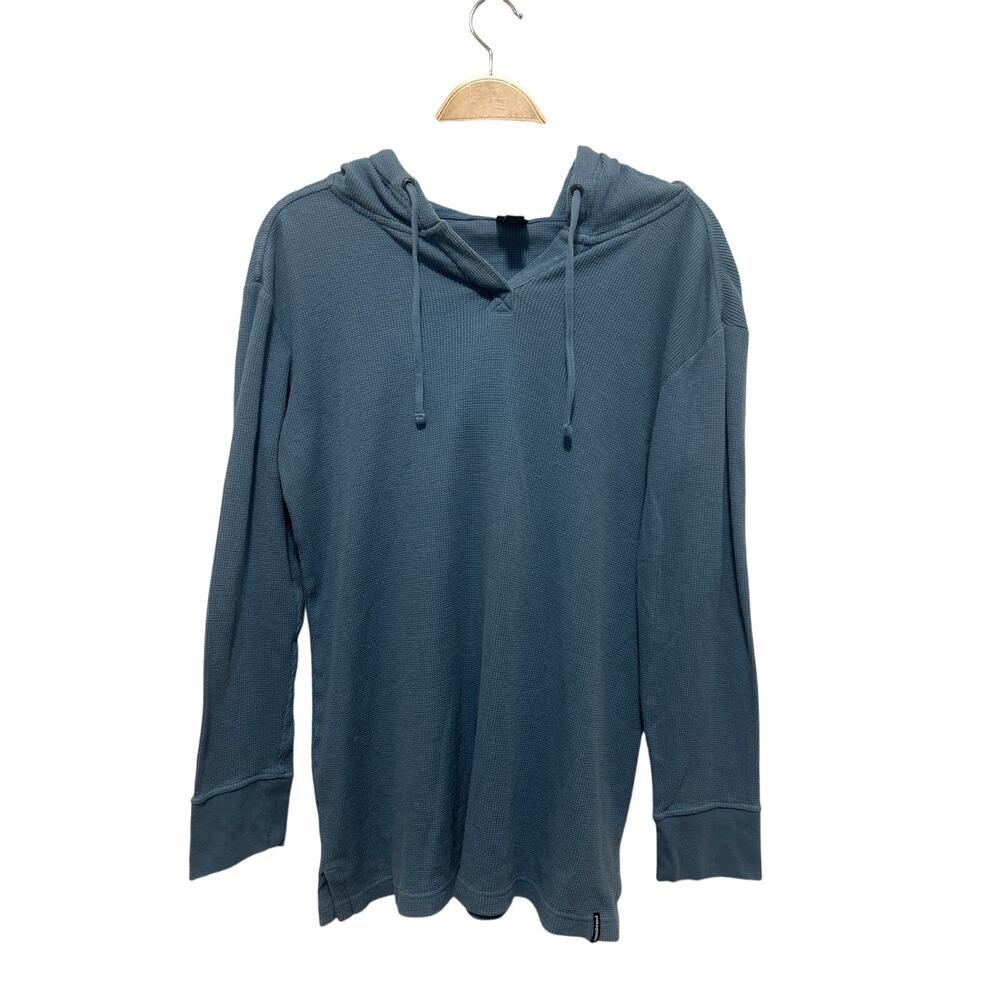 Patagonia Women's Organic Cotton Blue Hooded Pull String Sweatshirt Large